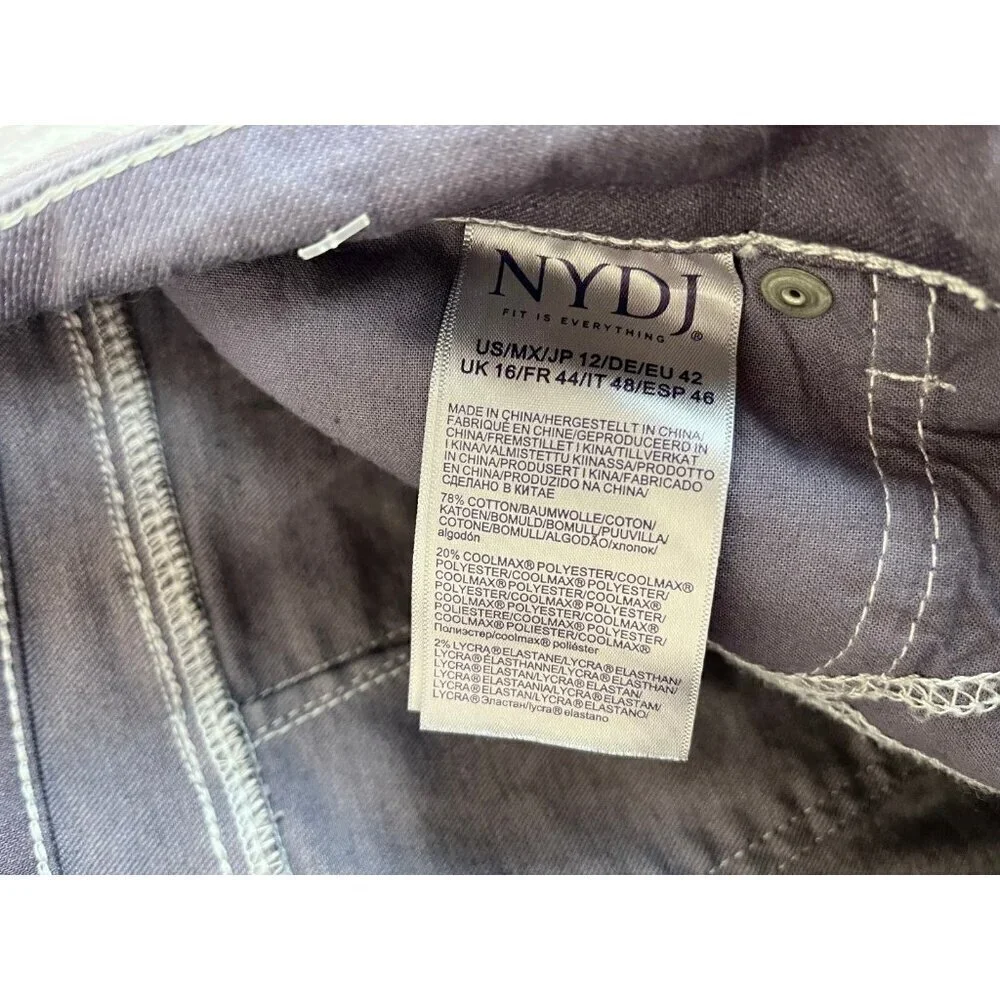 NYDJ Jeans Womens 12 Marilyn Straight Light Blue Acid‎ Wash Coastal Hippie Boho